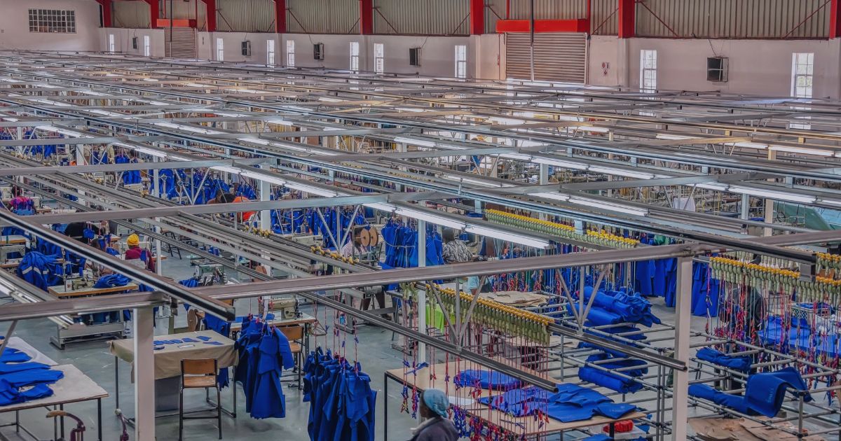 View of the shop floor of an African textile factory